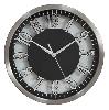 Часы настенные, круглые d 30.5 см, н.сталь,  черный циферблат, плавн. ход, батарейка 1хАА не включена WallC-R55M/steel