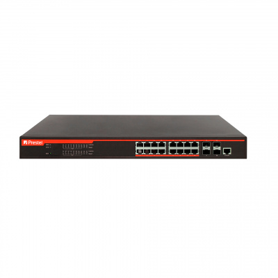 Управляемый 16-портовый сетевой коммутатор PoE L2+ 330 Вт, Prestel NS2-16C1-330P-4F1