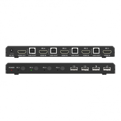 Переключатель KVM, HDMI 2.0b 4x1, USB 2.0, Prestel KVM-4K41H