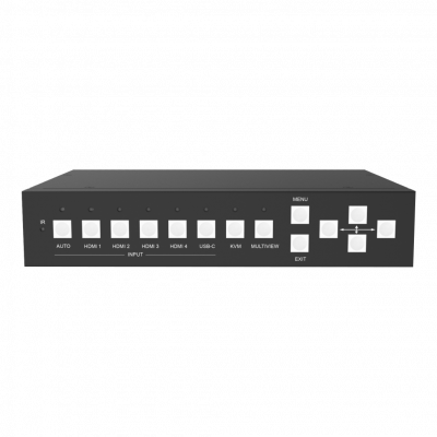 Бесподрывный коммутатор 4x HDMI 2.0 и USB-C в 2 HDMI 2.0 с USB 2.0 KVM и деэмбеддером Prestel SWU-4K42MVS