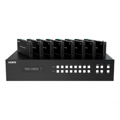 Набор из матричного коммутатора HDMI 8х8 и приемников HDBaseT, Prestel MHT-88R150
