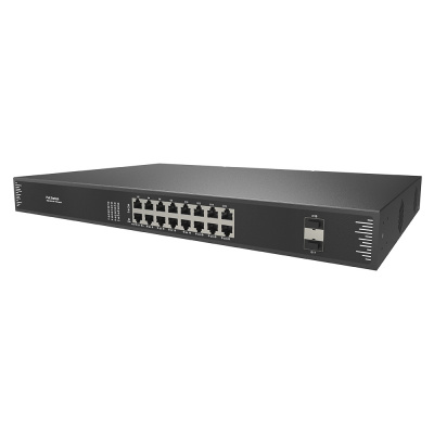 Неуправляемый 18-портовый сетевой PoE-коммутатор 400 Вт, Prestel NS1-16C1-400P-2F1